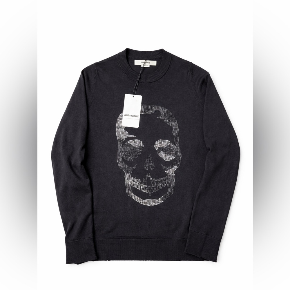 Zadig & Voltaire Skull Rhinestone Sweater Black NWT Designer Pullover - Picture 2 of 5